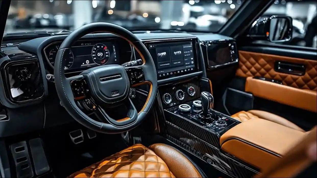 Land Rover Defender 2026 interior cabin view with 13.1-inch touchscreen