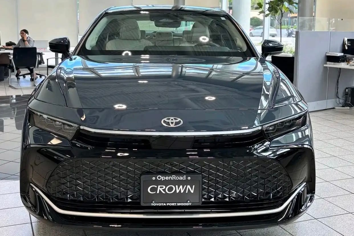 Front view of Toyota Crown in showroom