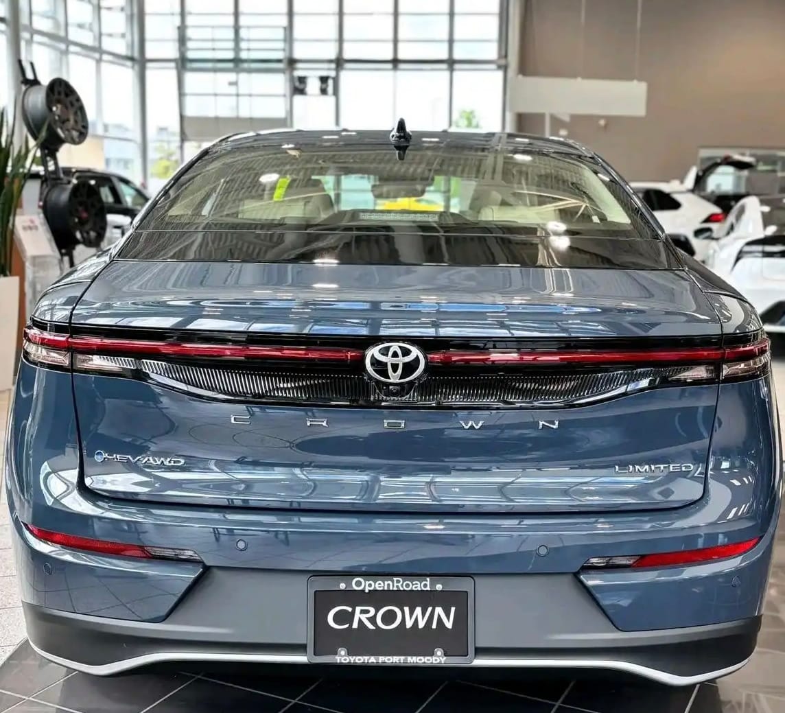 Rear view of Toyota Crown Limited Hybrid