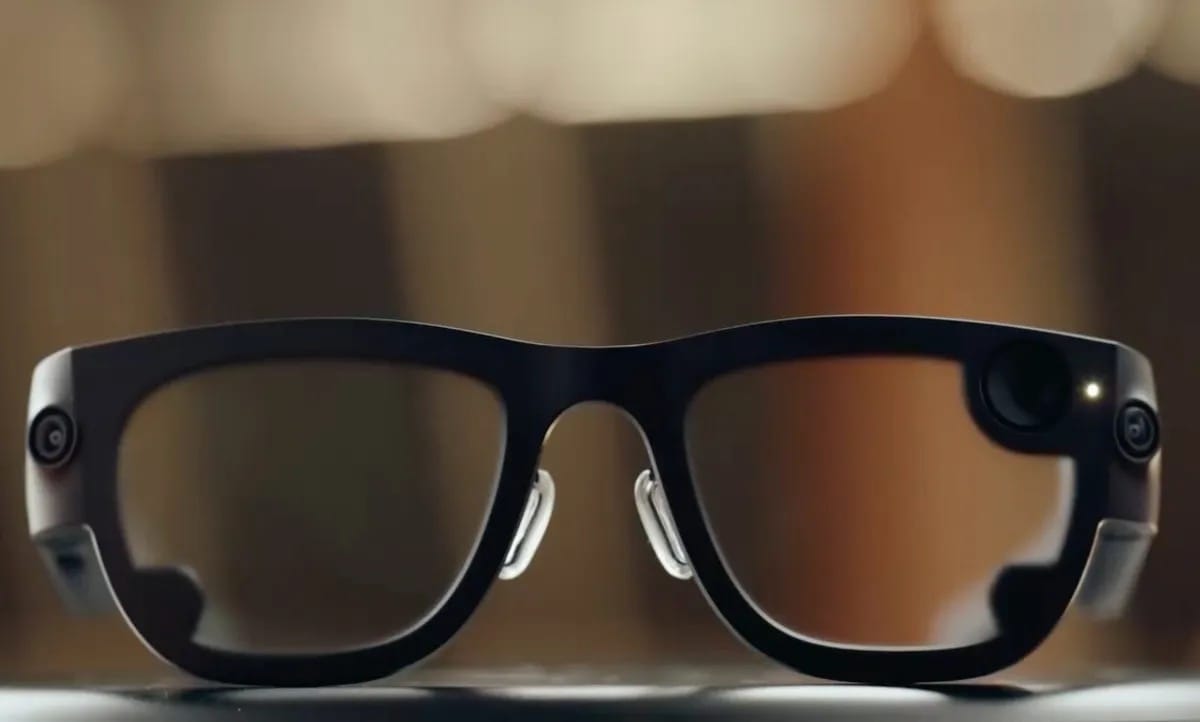 Aria Gen 2 smart glasses front view, dual cameras visible