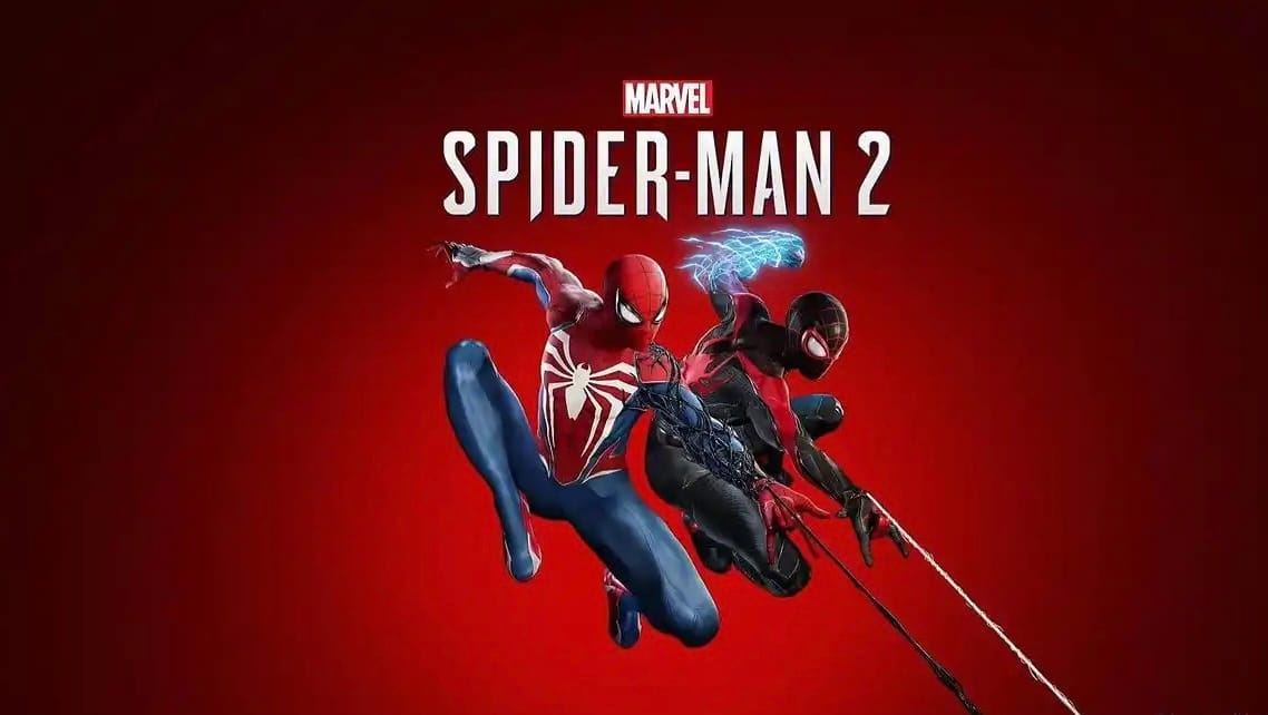 The Marvel's Spider-Man 2 game logo with Peter Parker and Miles Morales as Spider-Man