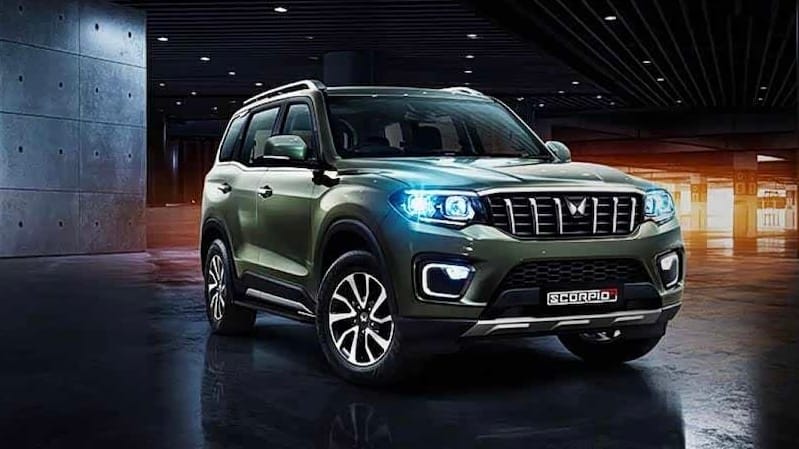 Mahindra Scorpio-N SUV with LED headlamps in parking area