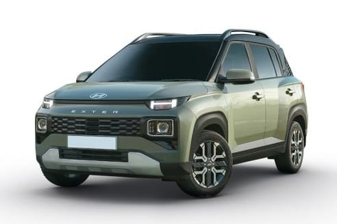 Hyundai Exter compact SUV in olive green color