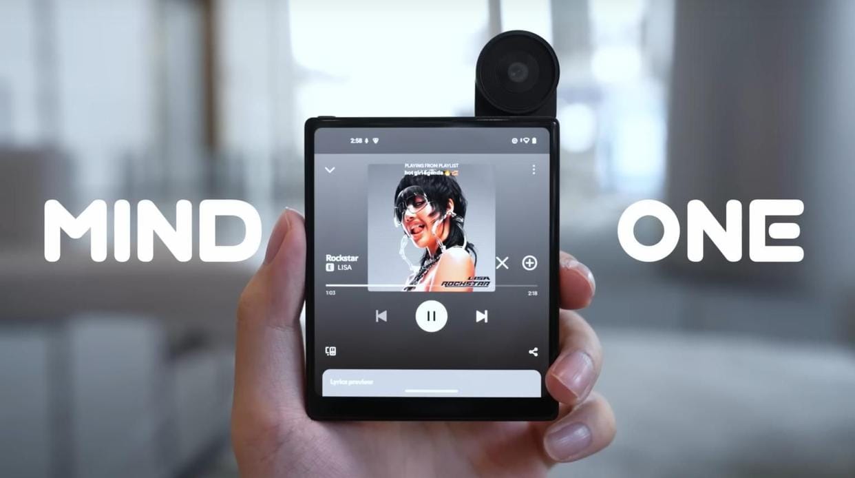 Music player UI on compact phone