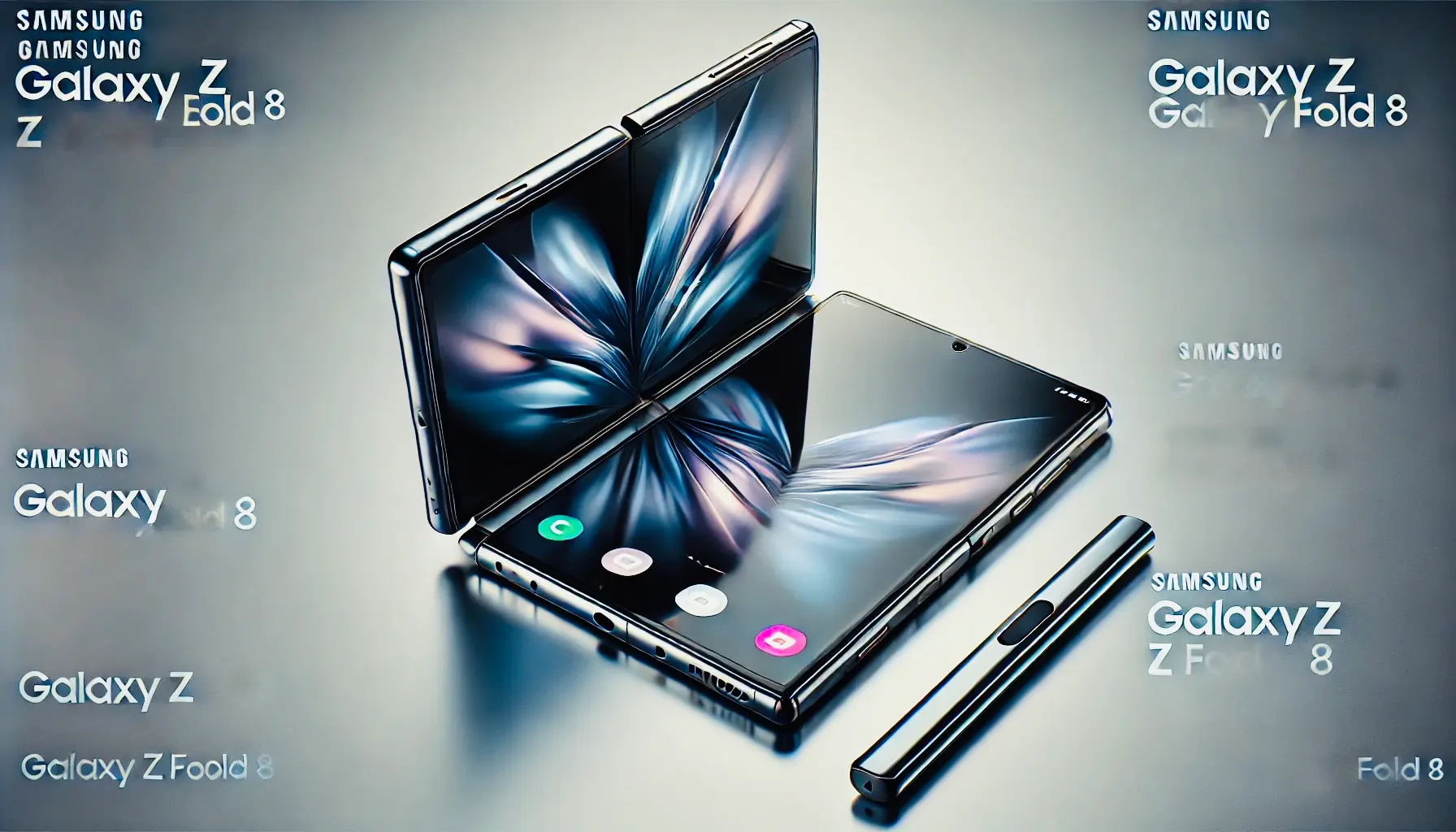 Samsung Galaxy Z Fold 8 opened with stylus accessory