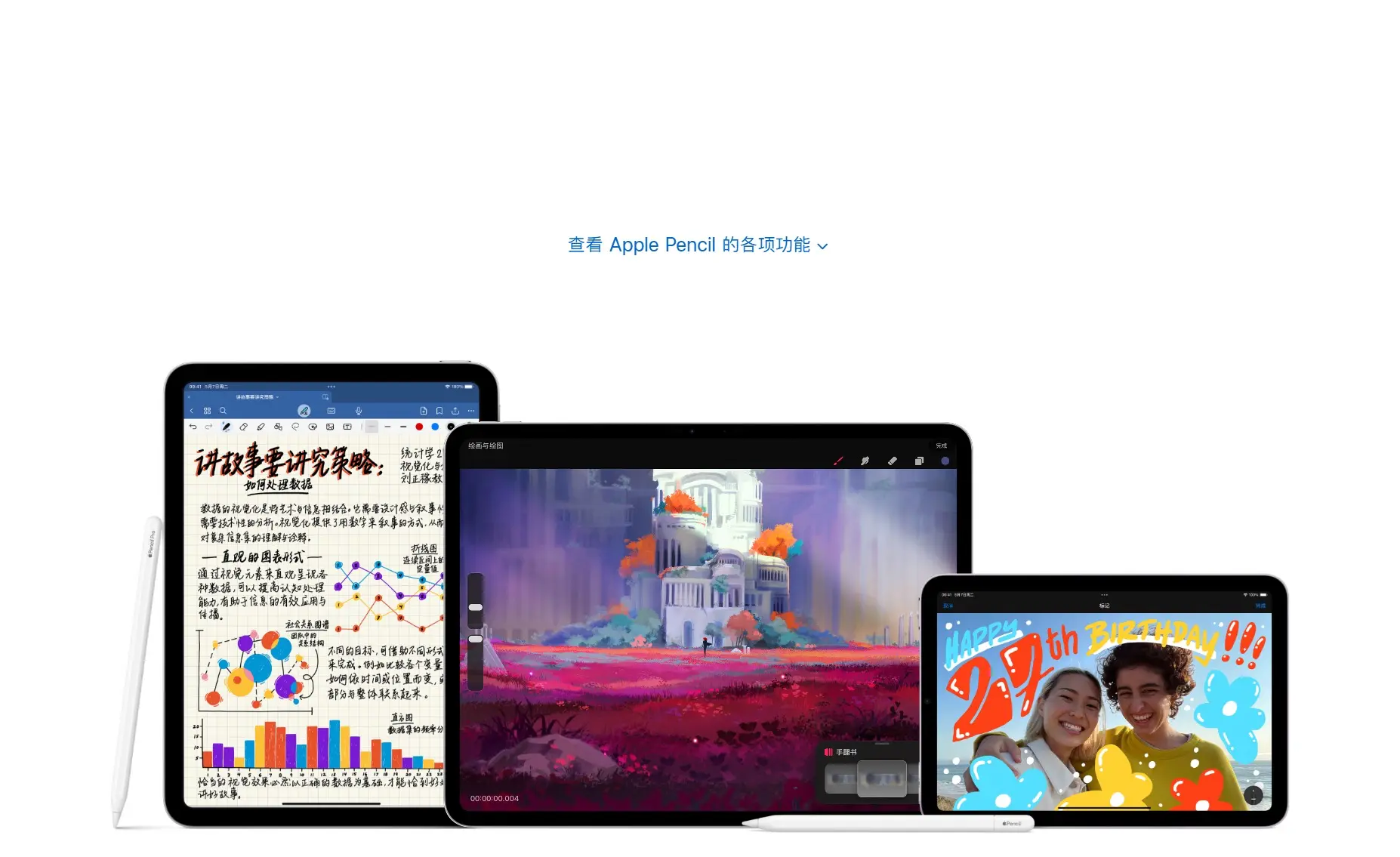 Apple Pencil used with iPads for creative work