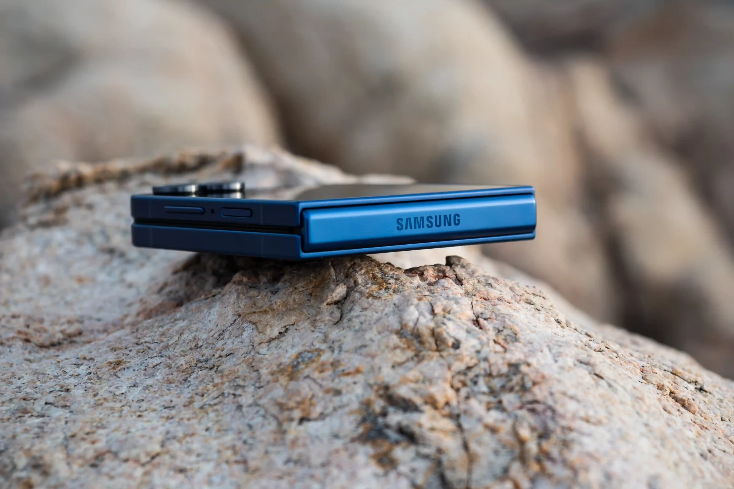 Samsung branding on folded Galaxy Z Flip7