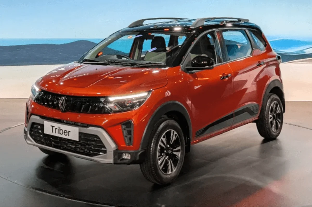Renault Triber 2025 showcased in bright red exterior design