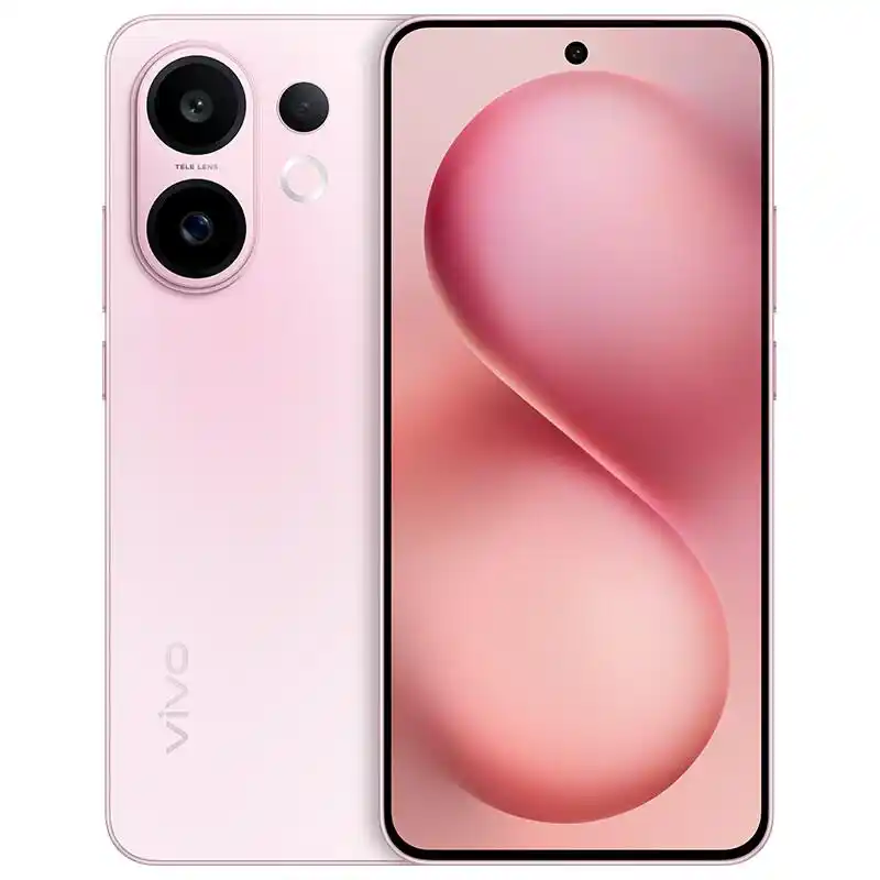 Vivo smartphone in pink with dual rear camera and punch-hole display