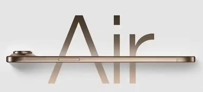 Side profile of ultra-thin iPhone 17 Air in gold