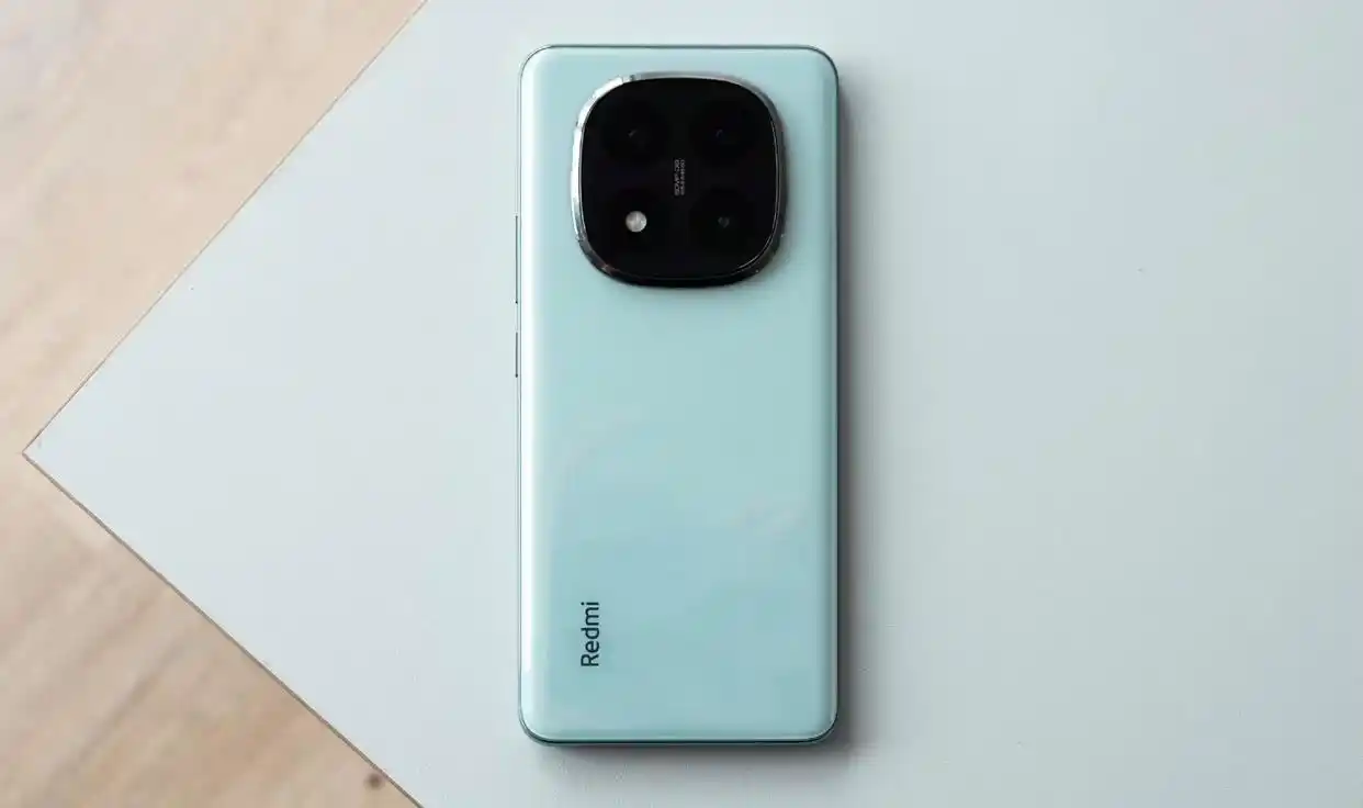 Back view of Redmi Note 14 Pro plus in light blue