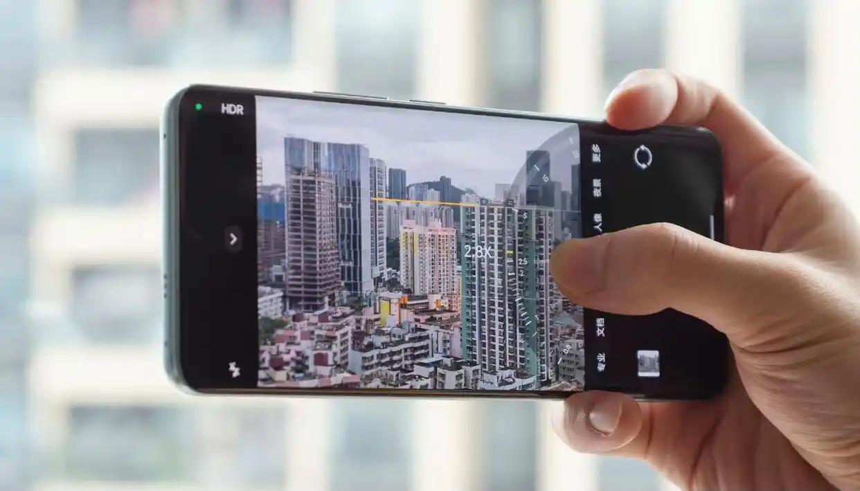 Person using Redmi Note 14 Pro plus camera for cityscape