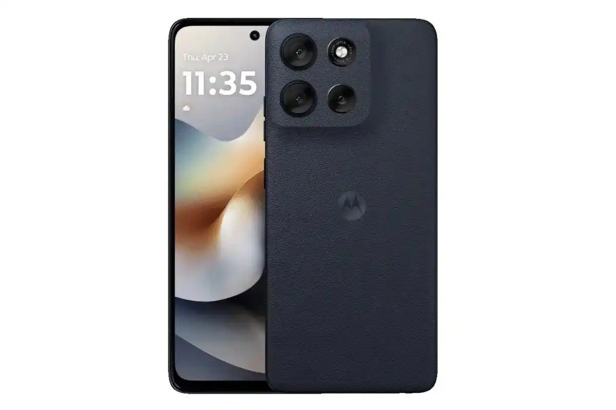 A view of the front and back of the Motorola Moto G85