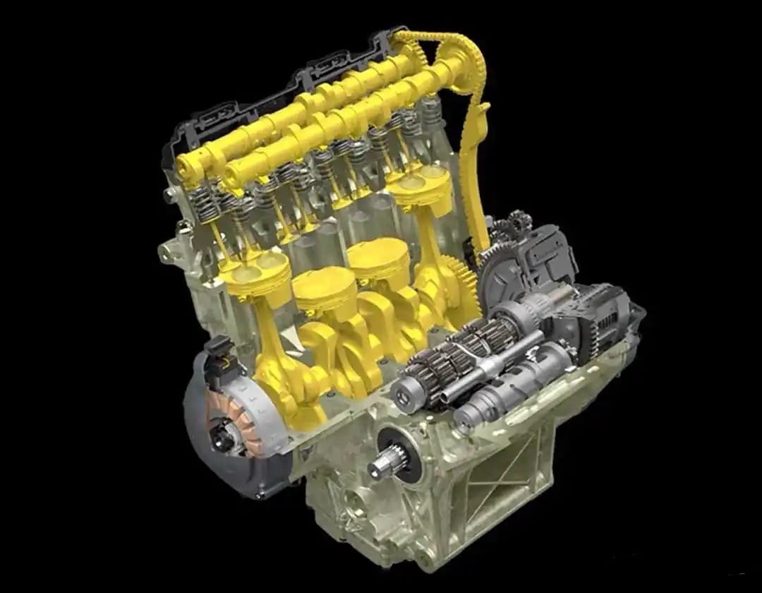 2025 Suzuki GSX-R1000R internal engine cutaway showing pistons and gearbox