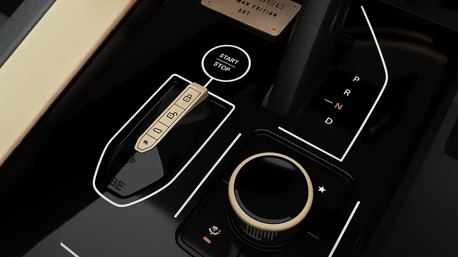 Center console details of the Mahindra BE 6 Batman Edition SUV