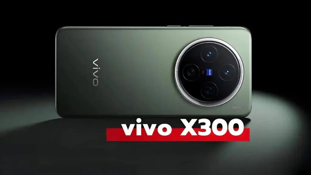 Leaked render of the Vivo X300 Pro showing its olive green back and the large circular camera module with Zeiss branding