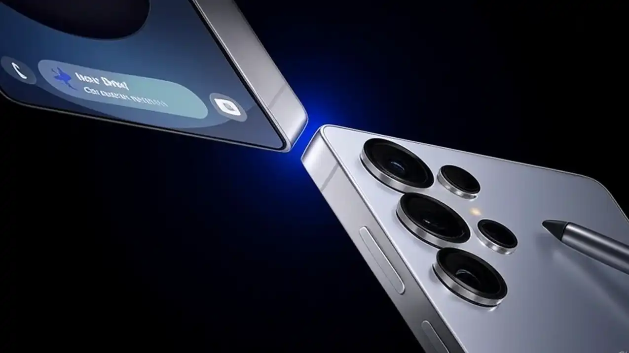 Close-up of the Samsung Galaxy S26 Ultra's telephoto camera lenses and flash