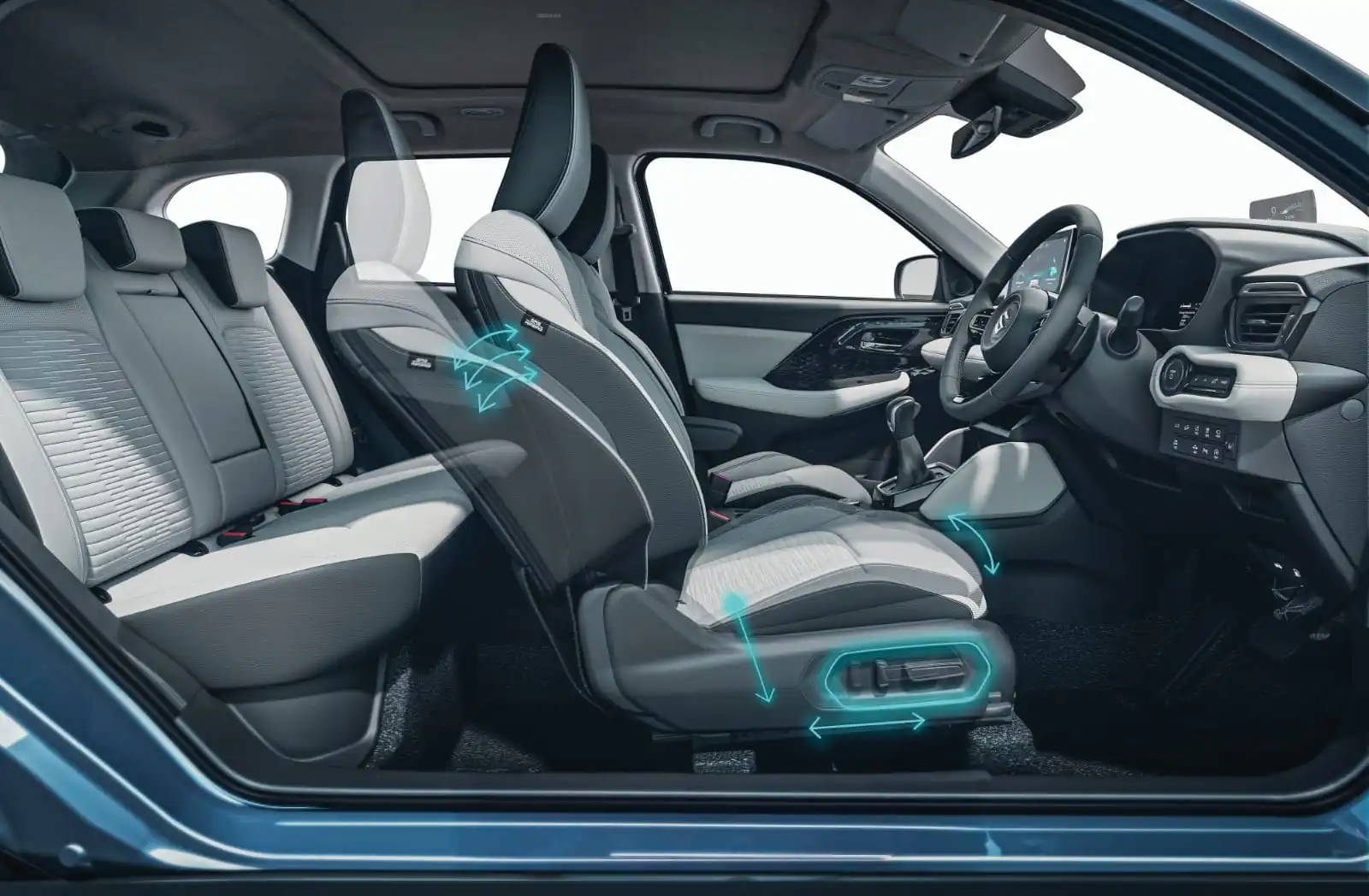 Maruti Suzuki Victoris SUV interior with 8-way power driver seat and premium dual-tone cabin