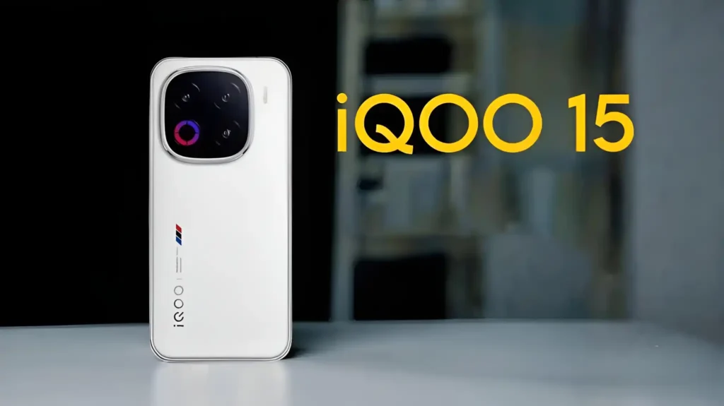 iQOO 15 5G smartphone rear design with triple camera setup and branding, showcasing premium look ahead of India launch