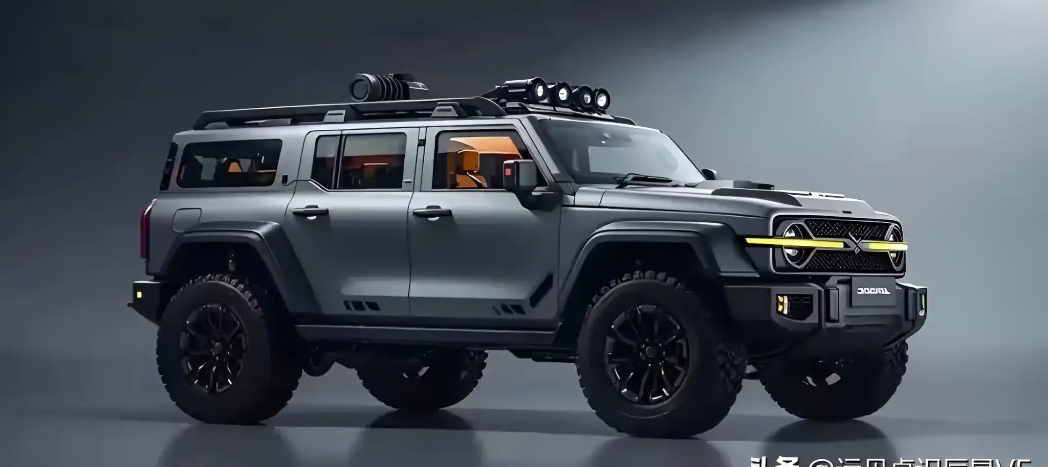 Tank 600 4.0T off-road SUV with bold front grille, roof gear, rugged wheels and muscular stance for adventure driving.