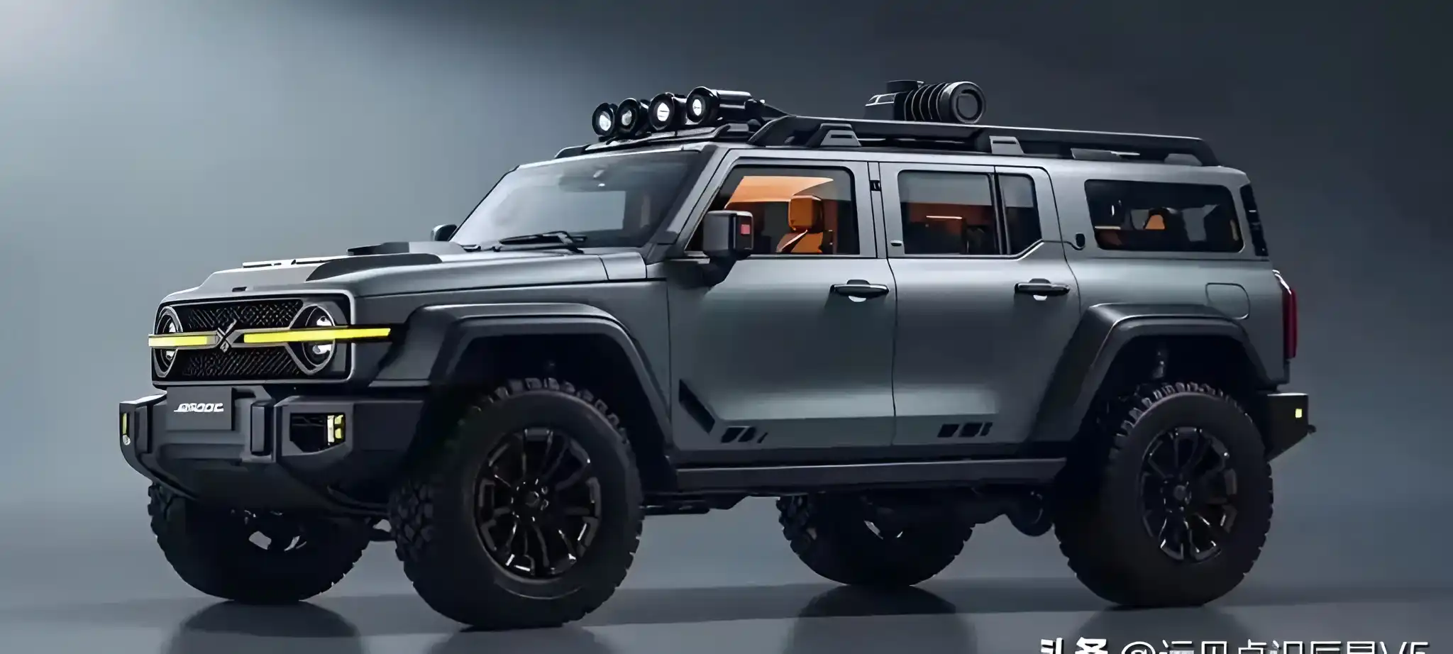 Tank 600 4.0T hardcore off-road SUV with bold front design, roof lights, and rugged stance for extreme adventures.