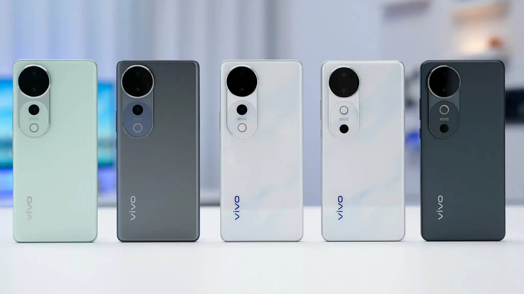 Vivo S19 Pro 5G in multiple colors showcasing rear camera design and gradient finish